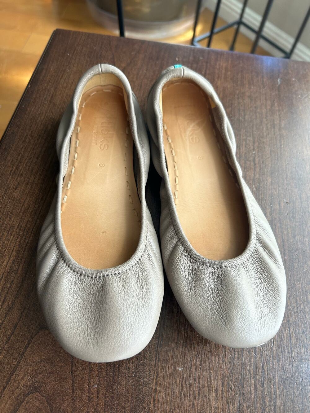 Taupe Tieks leather ballet flats size 8